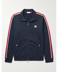 Moncler - Striped Grosgrain-Trimmed Jersey Zip-Up Track Jacket - Lyst