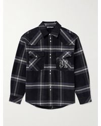 Palm Angels - Logo-embroidered Checked Cotton-flannel Overshirt - Lyst