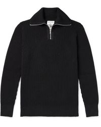 S.N.S. Herning - Fender Ribbed Merino Wool Half-zip Sweater - Lyst