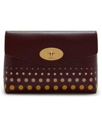 Mulberry Darley Cosmetic Pouch In Burgundy Smooth Calf Perforated Dots - Multicolour