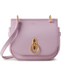 Mulberry Small Amberley Satchel In Lilac Blossom Heavy Grain - Purple