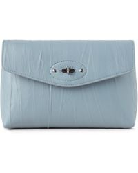 Mulberry Darley Cosmetic Pouch In Cloud Crinkled Leather - Blue