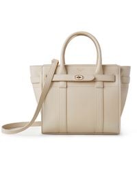Mulberry Mini Zipped Bayswater In Chalk Small Classic Grain - Natural