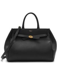 Mulberry Belted Bayswater With Strap In Black Heavy Grain