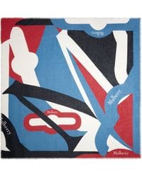 Mulberry - Cashmere Logo Square Scarf - Lyst