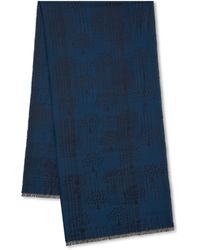 Mulberry - Check & Tree Rectangular Scarf Night Sky - Lyst