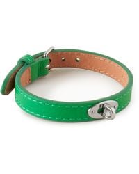 Mulberry Bayswater Thin Bracelet In Lawn Green Silky Calf And Gold Plated Stainless Steel