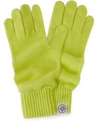 Mulberry Knitted Long Gloves In Neon Yellow Wool Cashmere Blend