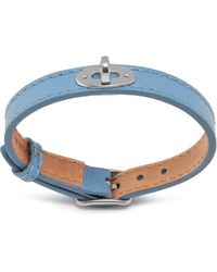 Mulberry Bayswater Thin Bracelet In Pale Slate Silky Calf - Blue