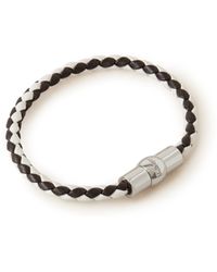 Mulberry - Iris Leather Bracelet In Ebony And White Silky Calf And Gold Plated Stainless Steel - Lyst