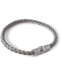 Mulberry - Iris Woven Leather Bracelet In Charcoal And Solid Grey Heavy Grain - Lyst