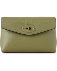 Mulberry Darley Cosmetic Pouch In Summer Khaki Small Classic Grain - Green