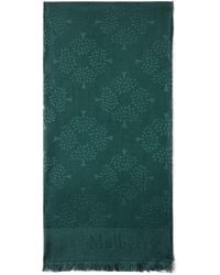 Mulberry - Tree Rectangular Scarf In Green Cotton Silk Blend - Lyst
