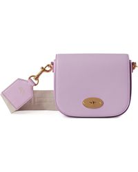 Mulberry Small Darley Satchel In Lilac Blossom Silky Calf With Webbing Strap - Purple