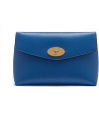 Mulberry Large Darley Cosmetic Pouch In Porcelain Blue Small Classic Grain