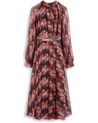 Mulberry Sasha Dress In Icy Pink Camouflage Feather Chiffon