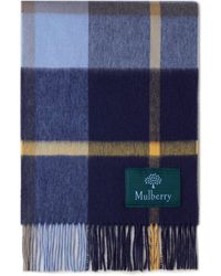 Mulberry - Small Check Lambswool Scarf In Cornflower Blue Lambswool - Lyst