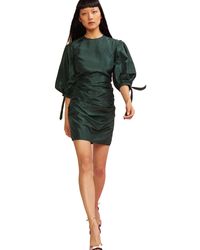 Cynthia Rowley Andi Silk Ruched Mini Dress - Green