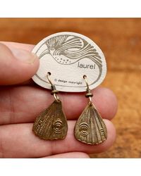 Laurel Inc Vintage Laurel Burch Butterfly Wing Gold-plate Earrings - Metallic