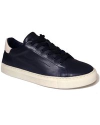 Paul & Shark Lace Up Leather Navy Trainer - Blue