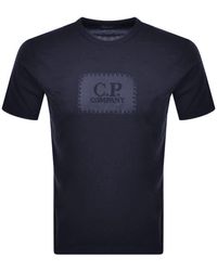 C.P. Company Cp Company Black Stamp Logo T-shirt - Blue