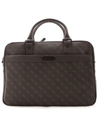 Guess Zipped Briefcase Bag - Brown