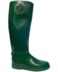 Armani Jeans Embossed Branding Tall Boots - Green