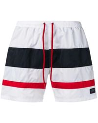Paul & Shark Wide Contrast Stripe Swim Shorts - White