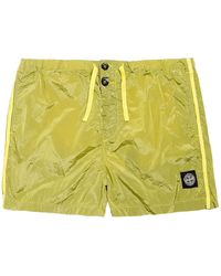 Stone Island Nylon Swim Shorts With Logo Patch - Yellow