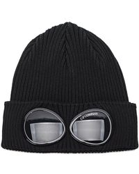 C.P. Company Cp Company Goggle Fine Knit Beanie Hat - Black