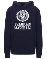 Franklin & Marshall Stamp Logo Hooded Sweatshirt - Blue