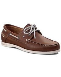 Tommy Hilfiger Chino 12a Leather Laceup Boat Shoes - Brown