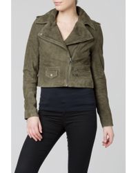 Muubaa Dark Grey Leather Thanatos Cropped Biker Jacket In Gray Lyst
