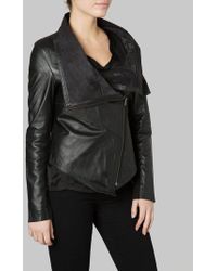 Muubaa Sabina Black Drape Cardi Leather Jacket