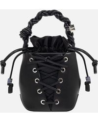 Ganni - Mini Eyelets Lace-up Bou Bucket Bag - Lyst
