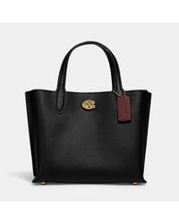 COACH - Polished Pebble Leather Willow Tote 24 Black - Lyst