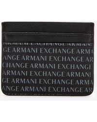 Armani Exchange - Leather Card Holder Black - Lyst