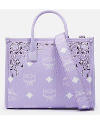 MCM - Small Munchen Coated Canvas Tote Bag - Lyst