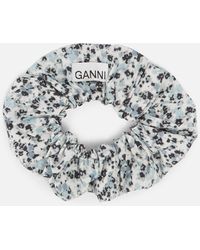 Ganni - Floral-print Cotton Scrunchie - Lyst