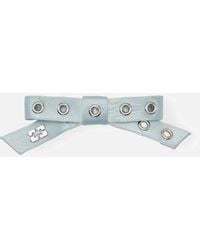 Ganni - Eyelet Bow Woven Barrette - Lyst