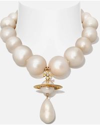 Vivienne Westwood - Giant Gold-tone Brass Pearl Drop Necklace - Lyst