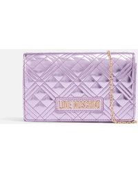 Love Moschino - Classic Quilt Chain Metallic Faux Leather Crossbody Bag - Lyst