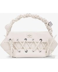Ganni - Mini Eyelets Lace-up Leather-blend Bou Bag - Lyst