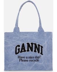 Ganni - Large Easy Canvas Tote Bag - Lyst