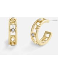 COACH - Signature C Gold-toned Open Hoop Earrings - Lyst