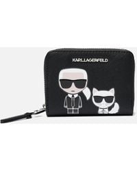 Karl Lagerfeld K/ikonik Sm Folded Zip Wallet - Black