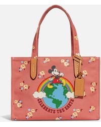 COACH - X Disney Floral Mickey Recycled Canvas Tote Bag - Lyst