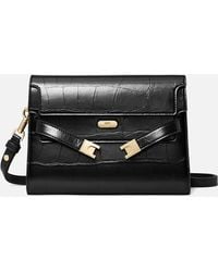Tory Burch - Lee Radziwill Croc Embossed Leather Shoulder Bag - Lyst