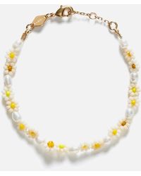 Anni Lu - Daisy Flower 18-k Gold Plated And Freshwater Pearl Bead Bracelet - Lyst