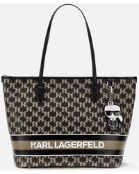 Karl Lagerfeld K/ikonik Mono Stripe Tote Bag - Black